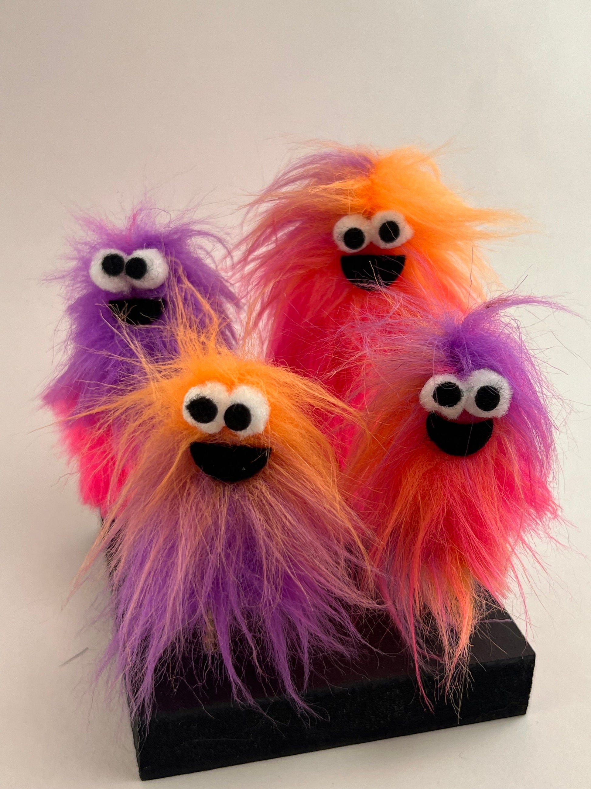 Lil Beasties - Orange Nylafleece Monster Finger Puppets by Caedarbrook Art Studio