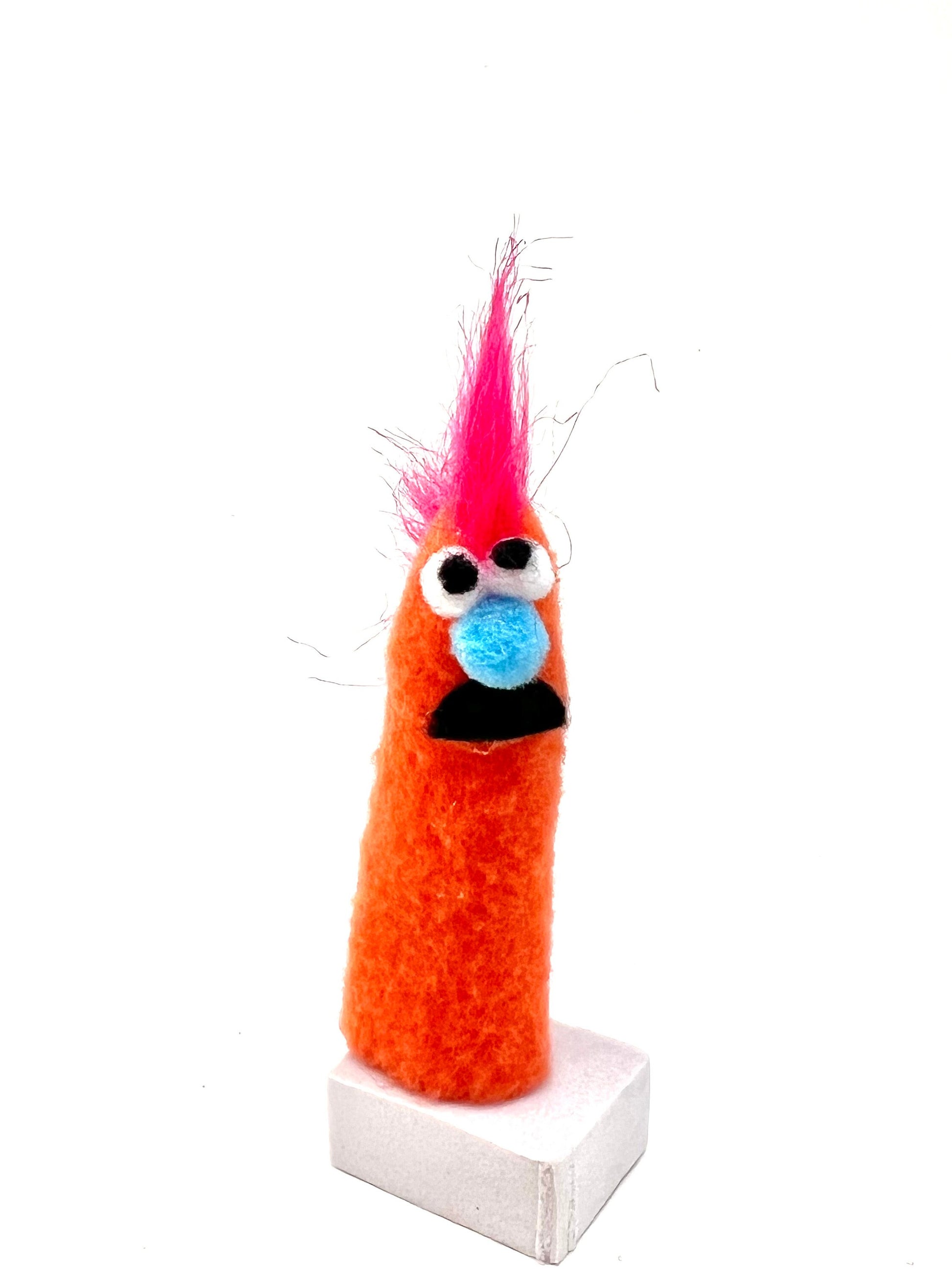 Lil Beasties - Orange Nylafleece Monster Finger Puppets by Caedarbrook Art Studio