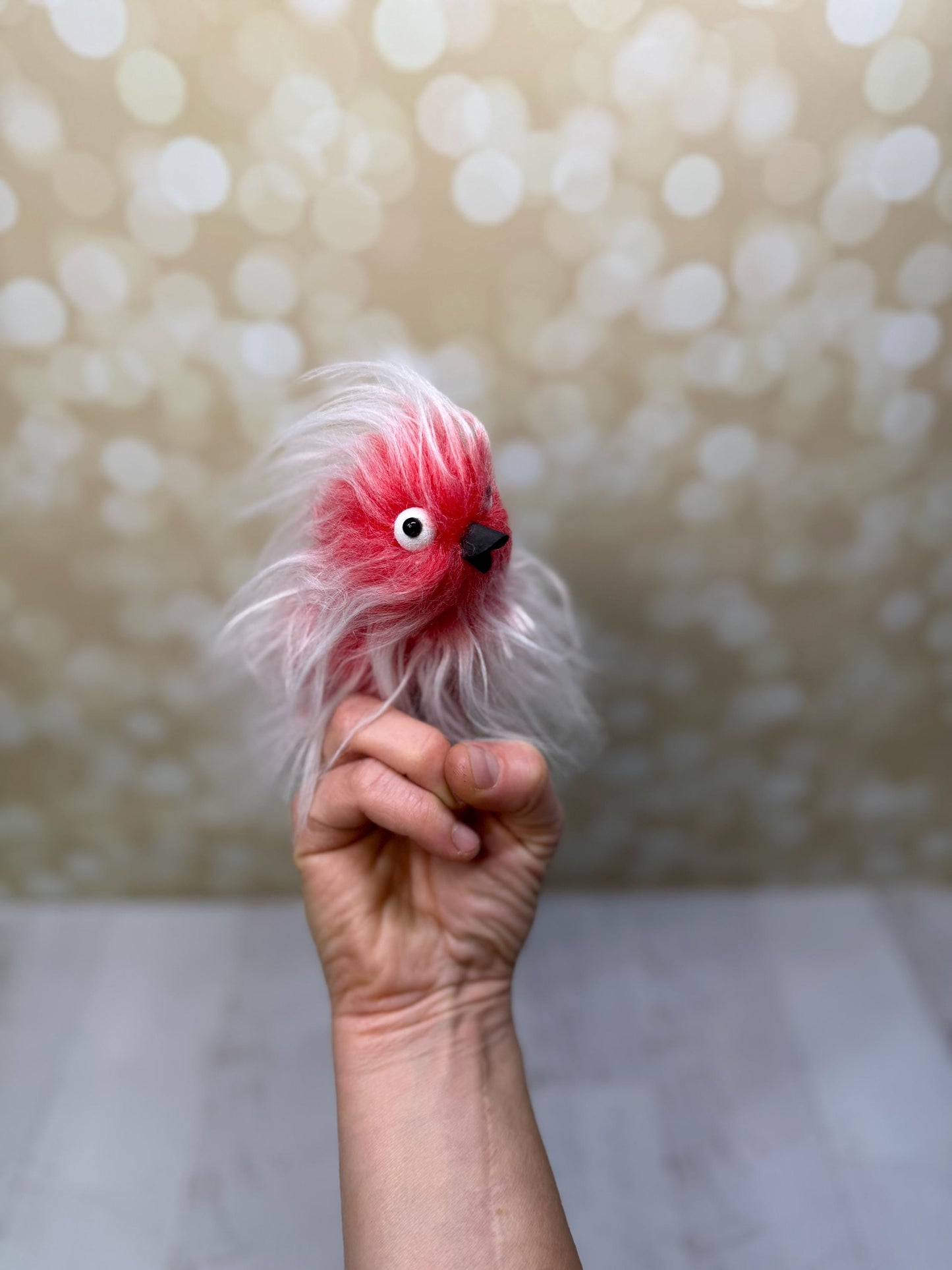 Flutter Beast - Fluffy and Pettable, Soft 2 finger creature puppet