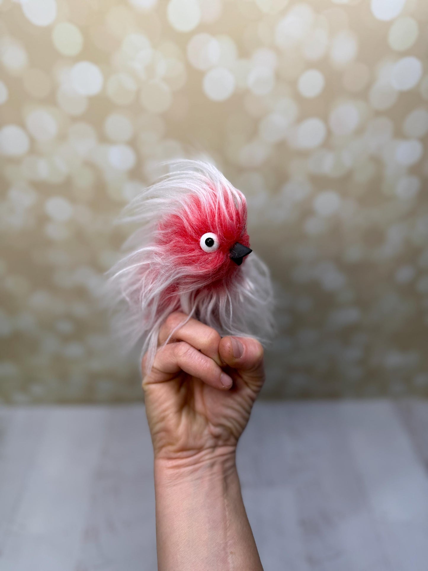 Flutter Beast - Fluffy and Pettable, Soft 2 finger creature puppet