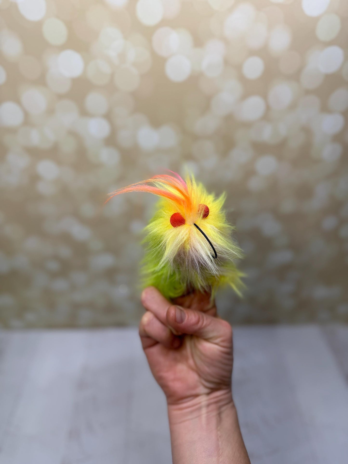 Flutter Beast - Glowbug Edition - Fluffy and Pettable - Soft 2 finger creature puppet