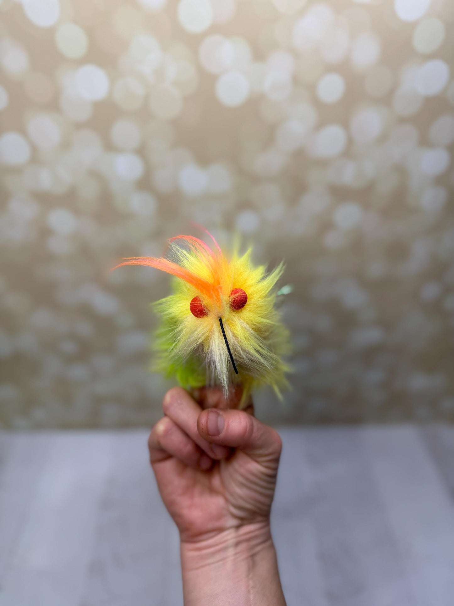 Flutter Beast - Glowbug Edition - Fluffy and Pettable - Soft 2 finger creature puppet