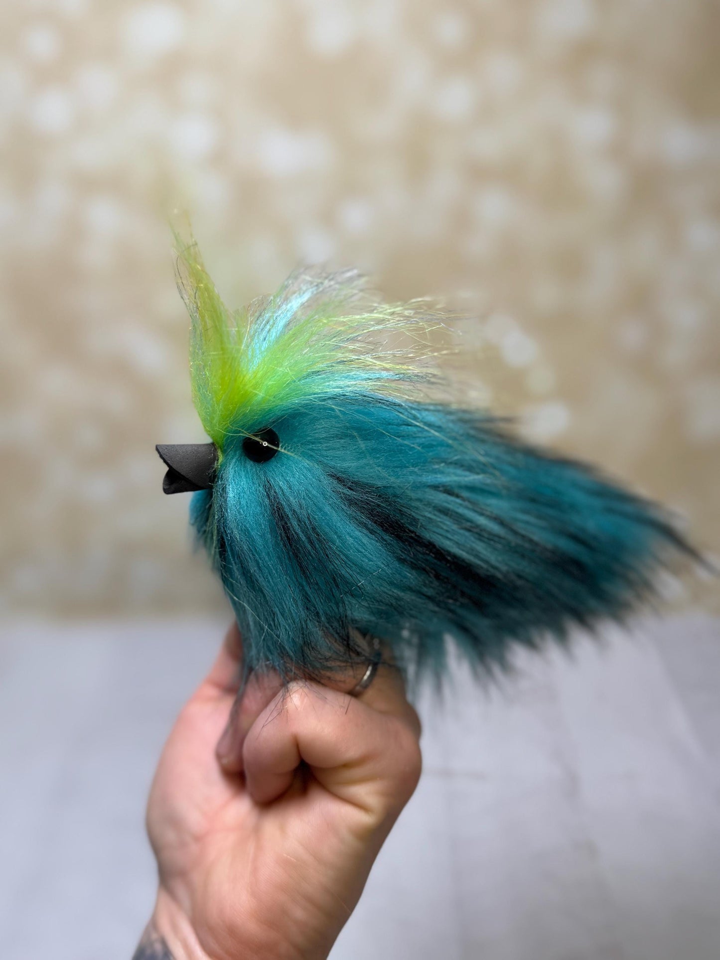 Flutter Beast Finger Puppet - Teal & Black