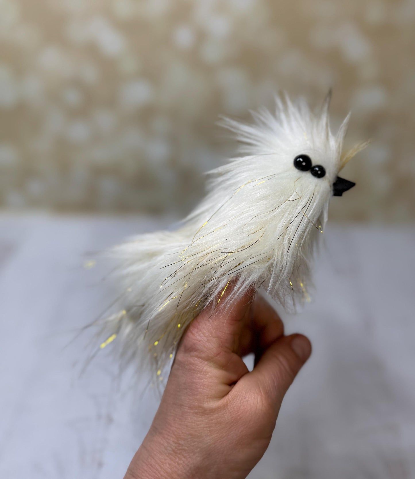 White & Gold Flutter Beast Finger Puppet