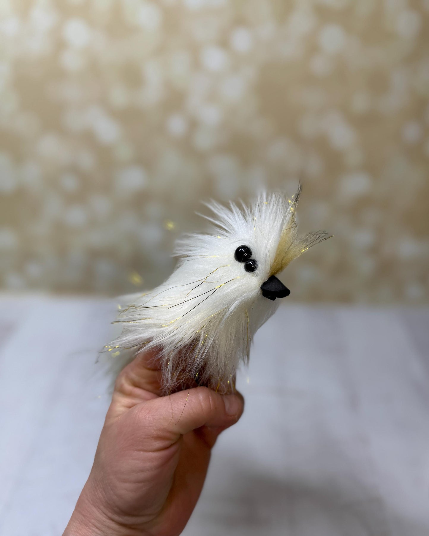 White & Gold Flutter Beast Finger Puppet